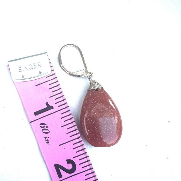 Orange teardrop earrings - Picture 4 of 6